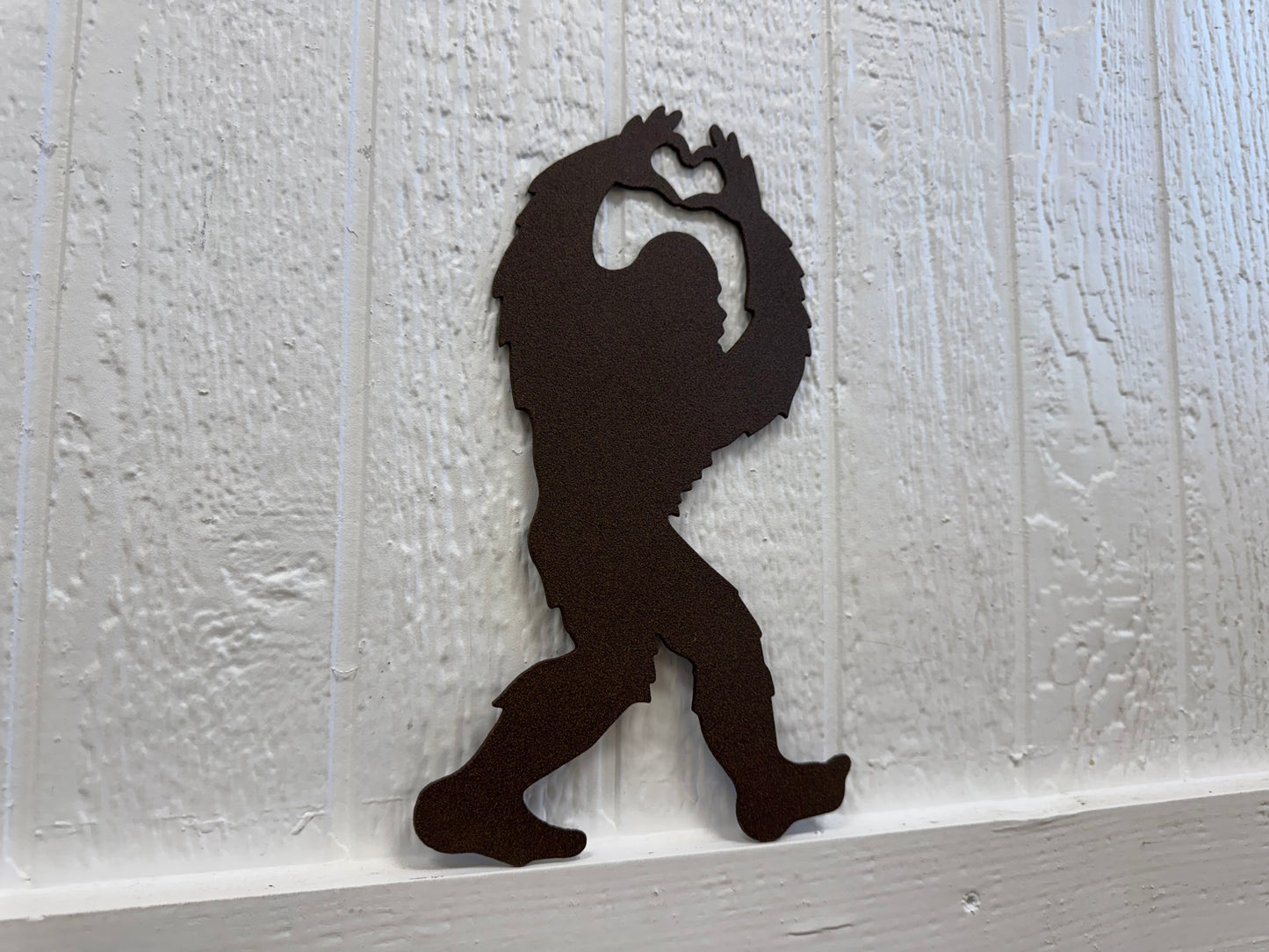 BIGFOOT / SASQUATCH making HEART HANDS - Metal Art - Steel Decor