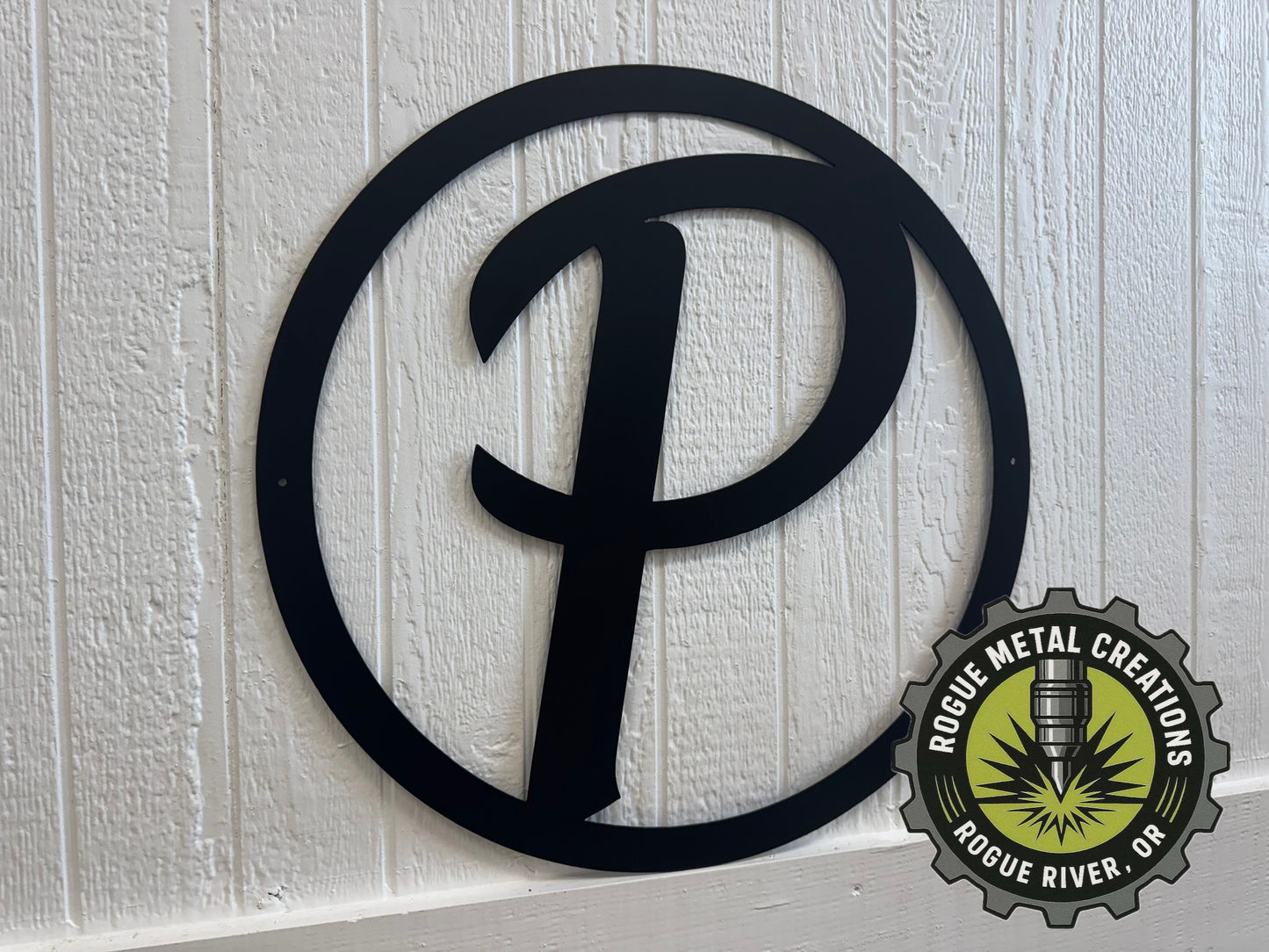 LAST NAME LETTER in Circle - House Monogram - Gate Letter - Steel Sign - Wall Art - SQ12-36