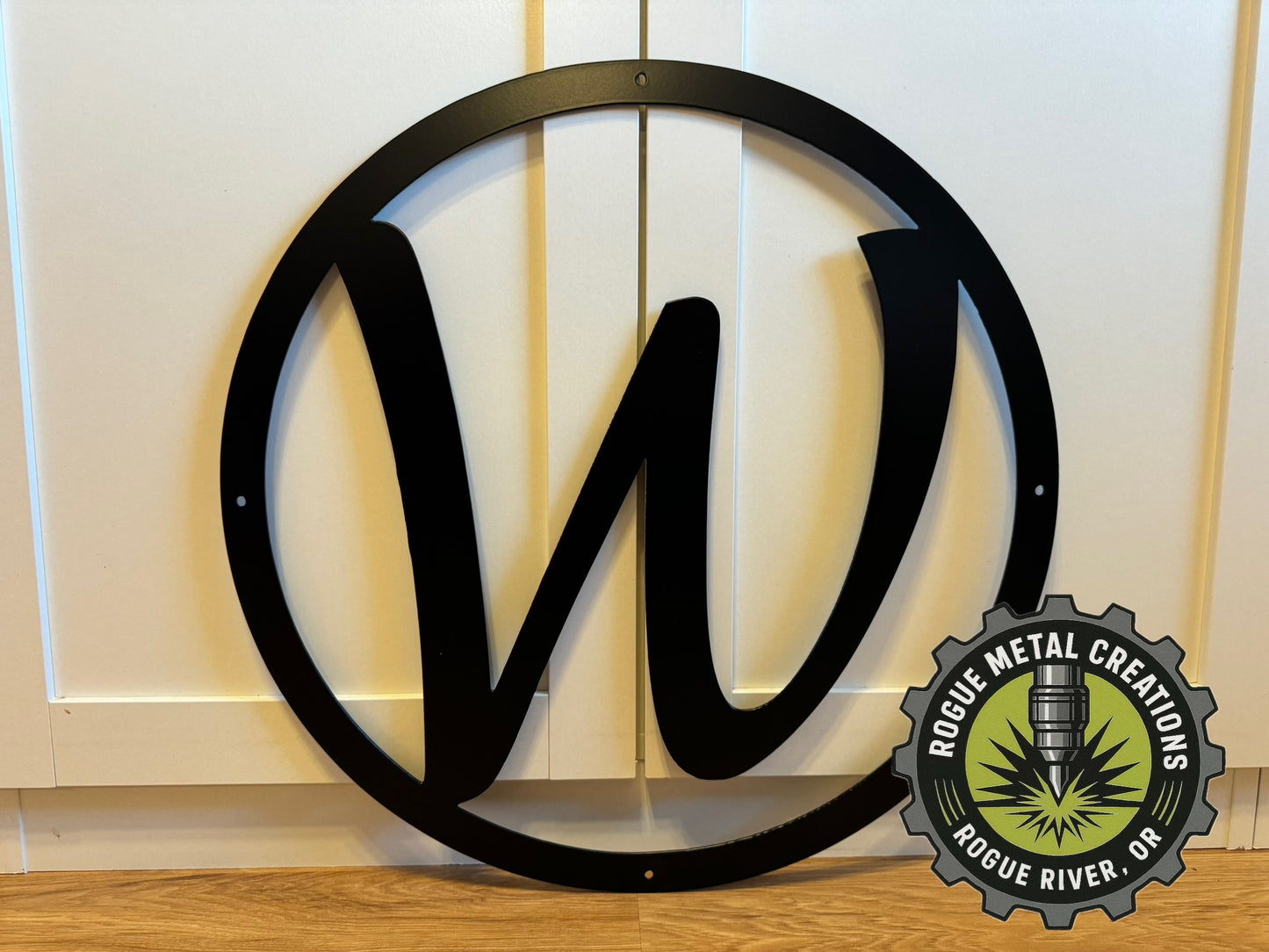 LAST NAME LETTER in Circle - House Monogram - Gate Letter - Steel Sign - Wall Art - SQ12-36