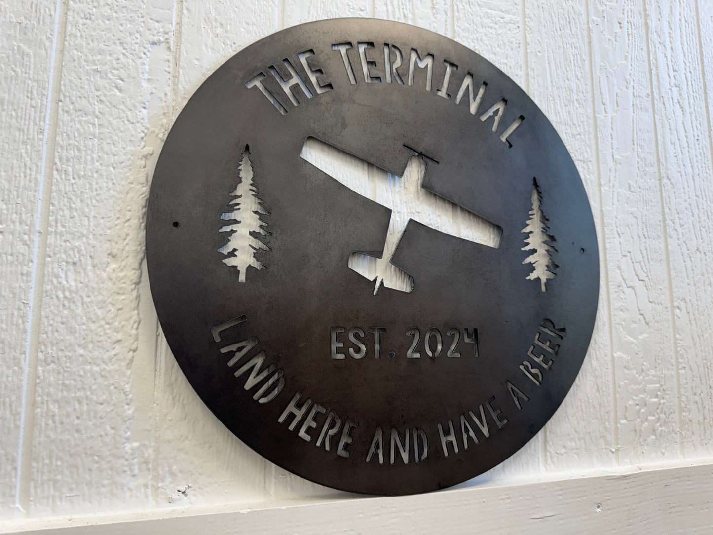 METAL HANGAR Sign - Airplane Hangar - Personalized Steel Sign - Wall Art - SQ18-36