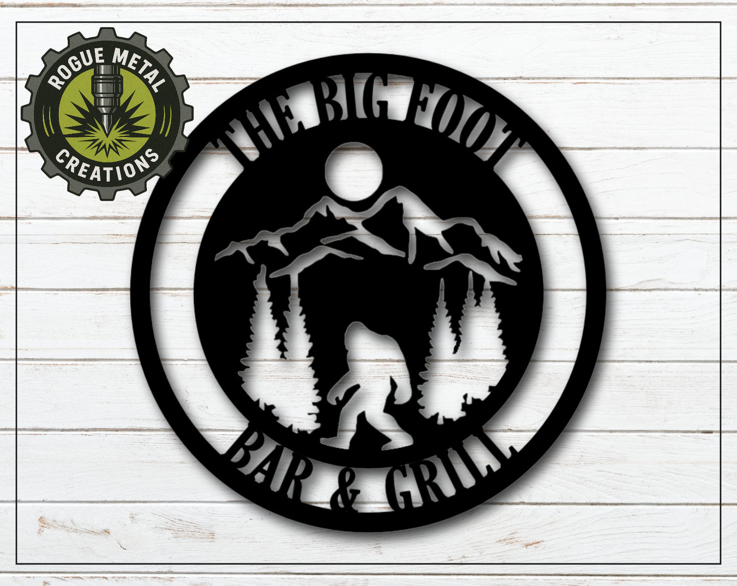 BIGFOOT in Mountains & Trees - SASQUATCH - YETI - Decorative Steel Sign - Wall Art - SQ18-36