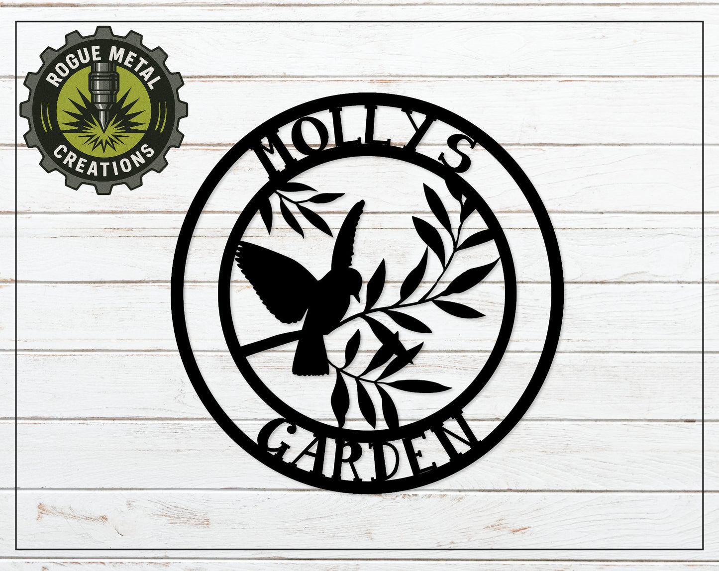 Garden Metal Sign - Bird Branch - Garden Steel Sign - Metal Art - SQ18-36