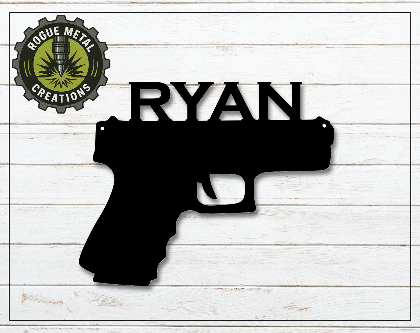 PISTOL HANDGUN Steel Sign - Gun Lovers Decor - Metal Art - SQ12-36