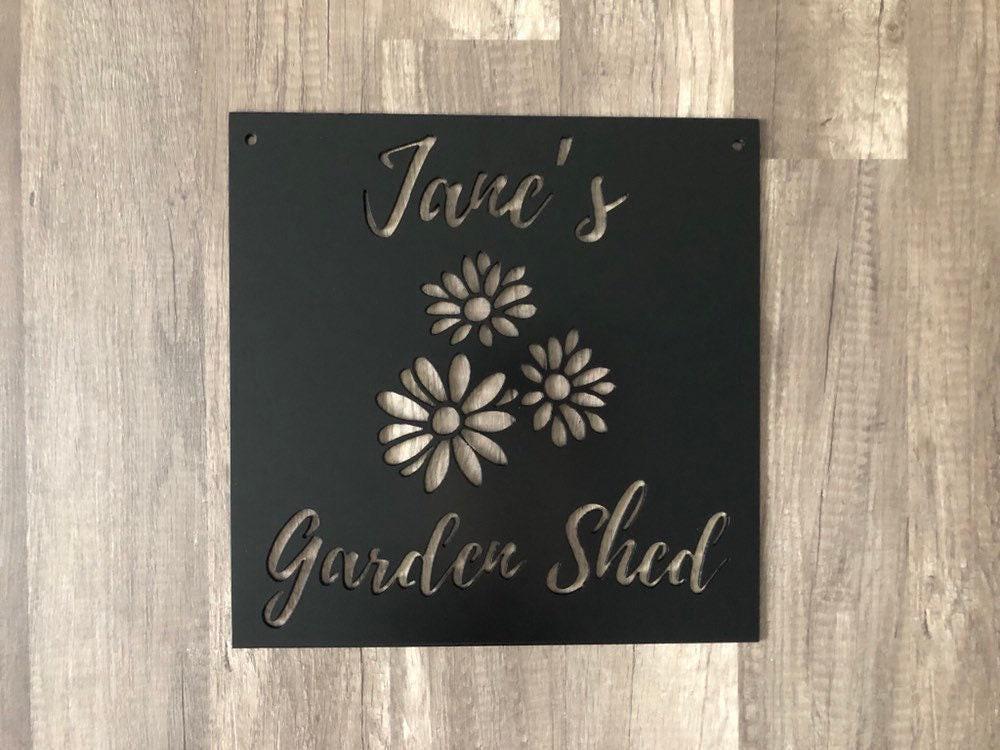 Garden Signs - Personalized Garden Shed Steel Sign - Metal Art - SQ12-36