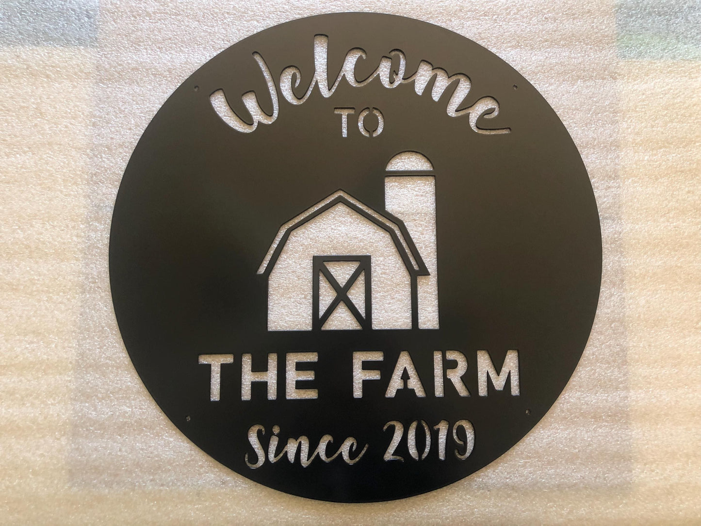 METAL Welcome to the FARM Sign - Barn - Established Date - Personalized Steel Sign - Wall Art - SQ100