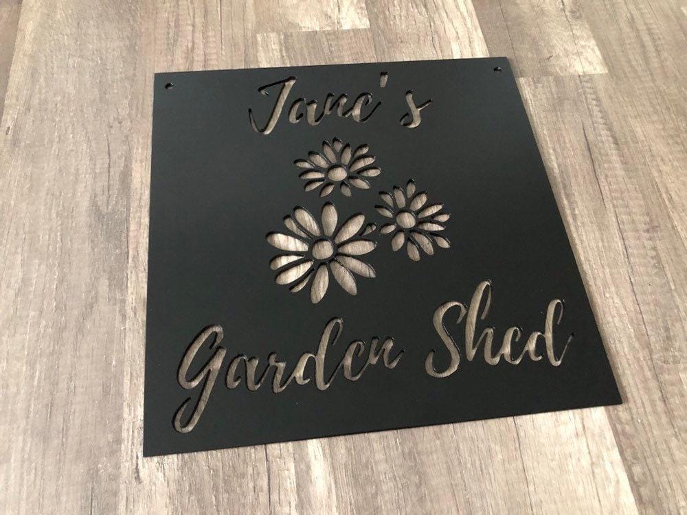 Garden Signs - Personalized Garden Shed Steel Sign - Metal Art - SQ12-36