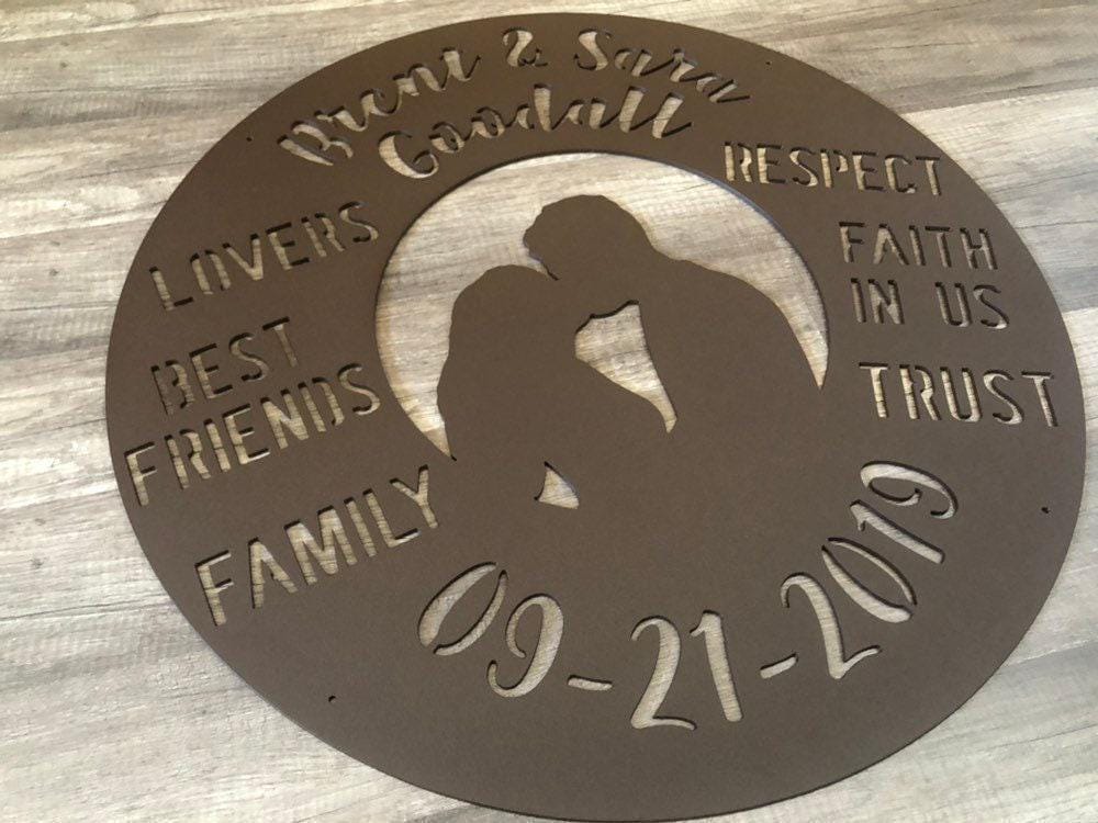 Wedding Anniversary Couples Relationship Keepsake - Personalized Steel Sign - Metal Art - SQ100