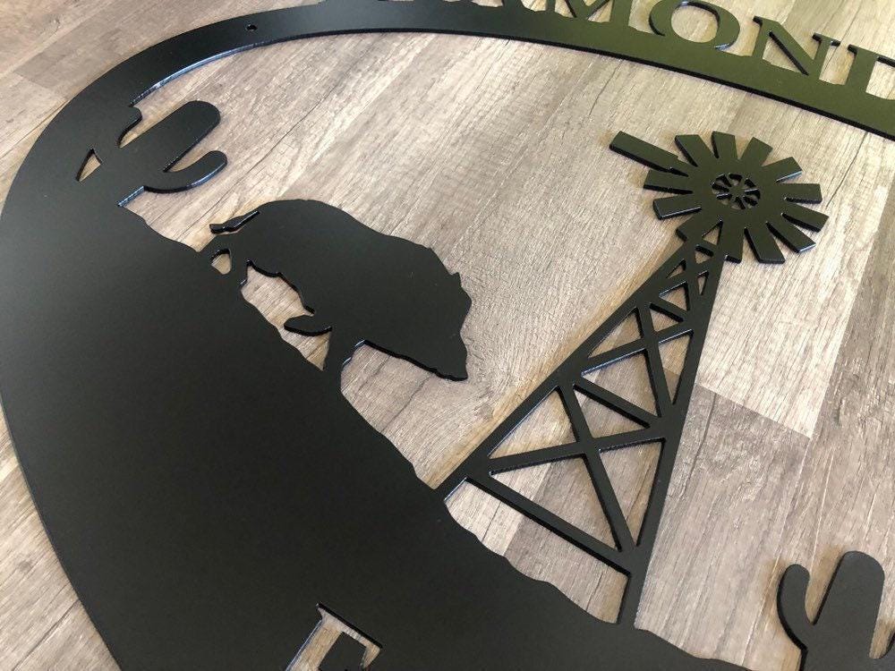 Farm & Ranch Desert Sign - Boar, Deer, Windmill - Personalized Steel Sign - Metal Art