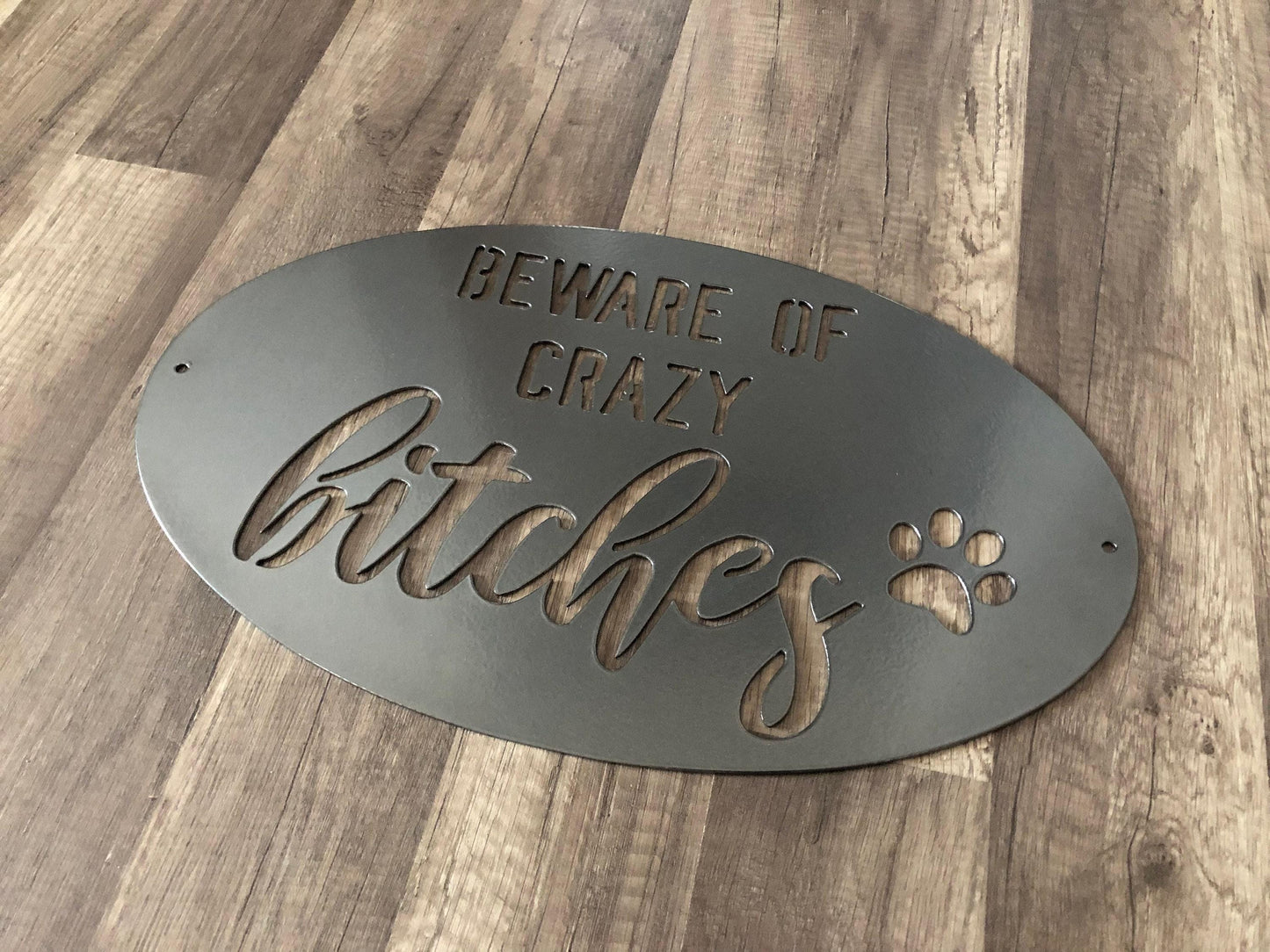 Dog Run Sign - Funny Sign - Crazy Bitches - Steel Gate Sign - Metal Art