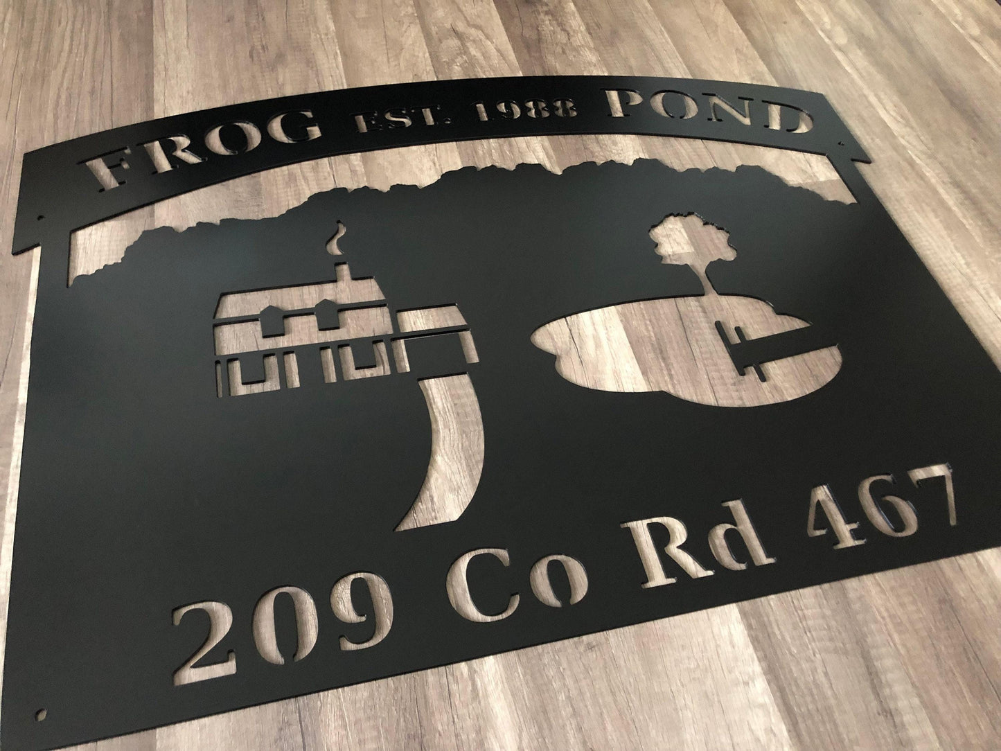 Farm House - Pond - Personalized Steel Sign - Metal Art - SQ100