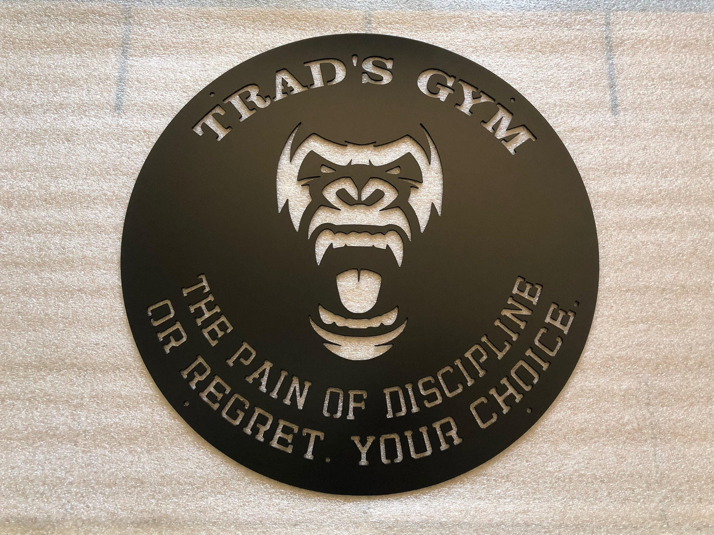 Gorilla Face - Gym Quote Sign - Home Gym - Gorilla Monkey Head - Personalized Steel Sign - Metal Art - SQ100