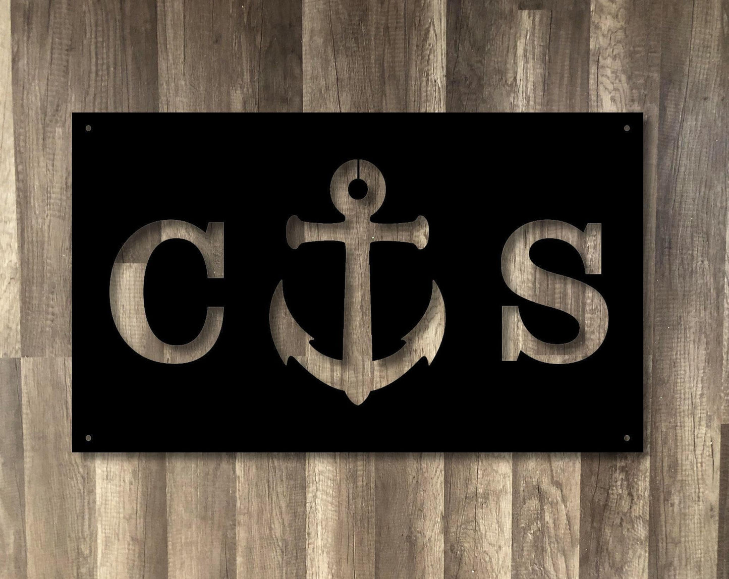 ANCHOR Initials Home Plaque - Personalized - Durable Steel Sign - Metal Art