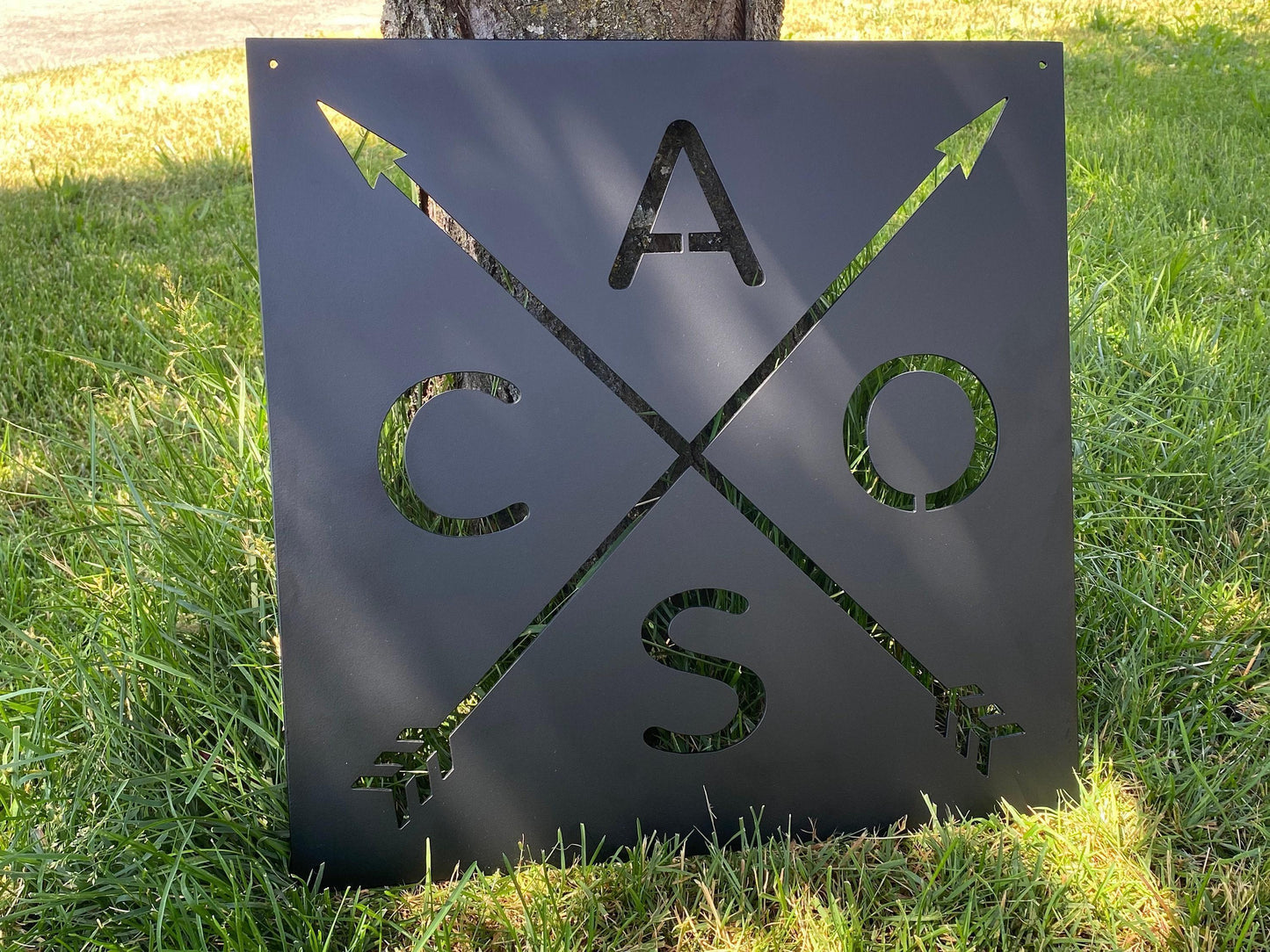 Crossed Arrow Sign - Initials - Cross - Farm - Barn - Personalized Steel Sign - Metal Art - SQ100