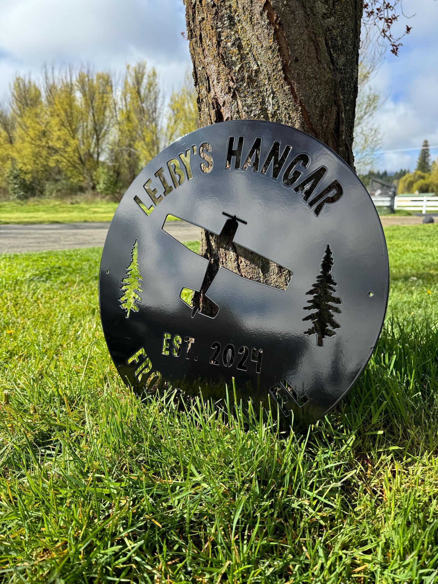 METAL HANGAR Sign - Airplane Hangar - Personalized Steel Sign - Wall Art - SQ18-36
