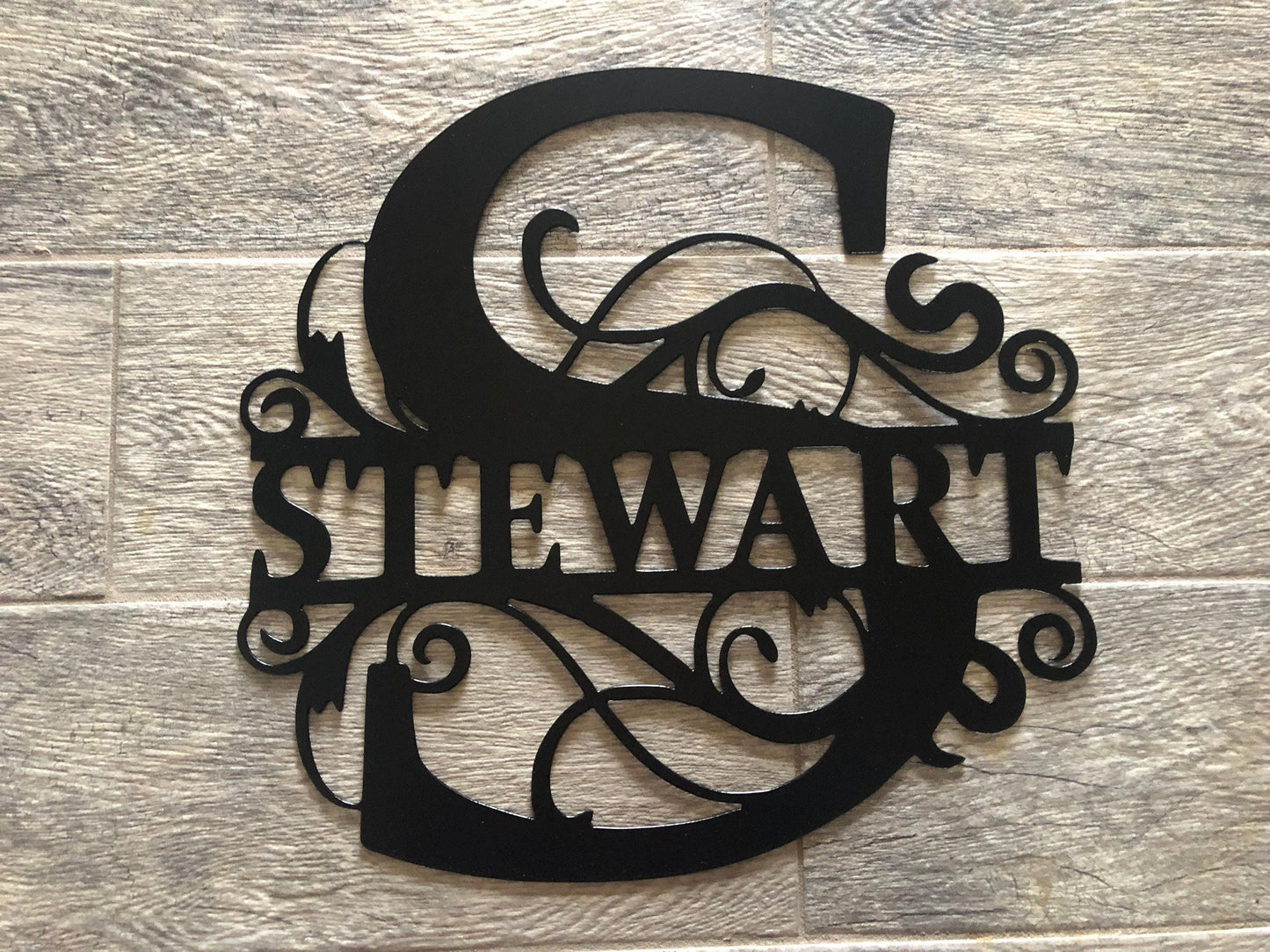 Last Name Split Monogram - Personalized Steel Sign - Metal Art - SQ100
