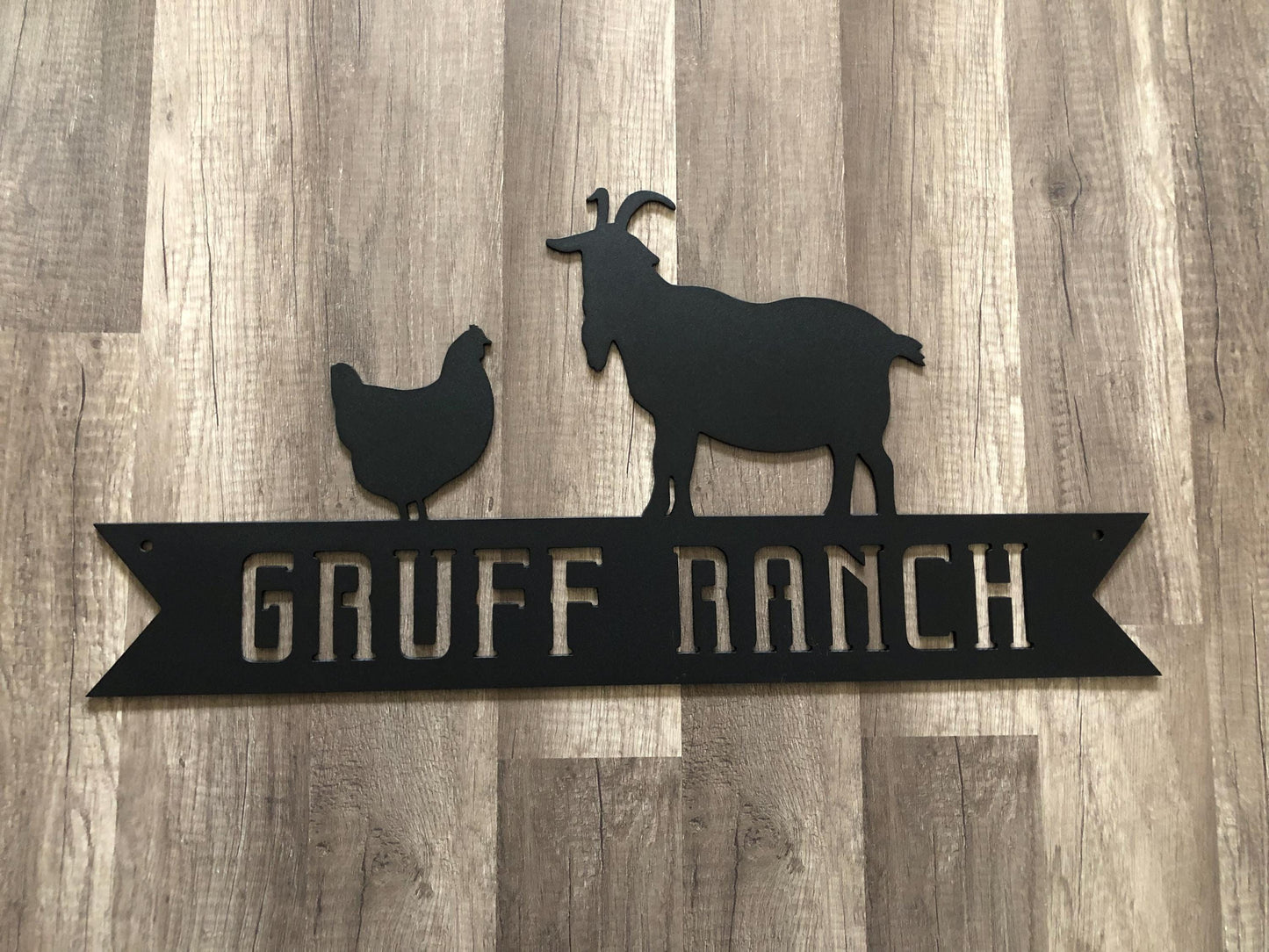 Farm Name Banner Sign - Goat & Chicken Barn - Personalized Steel Sign - Metal Art