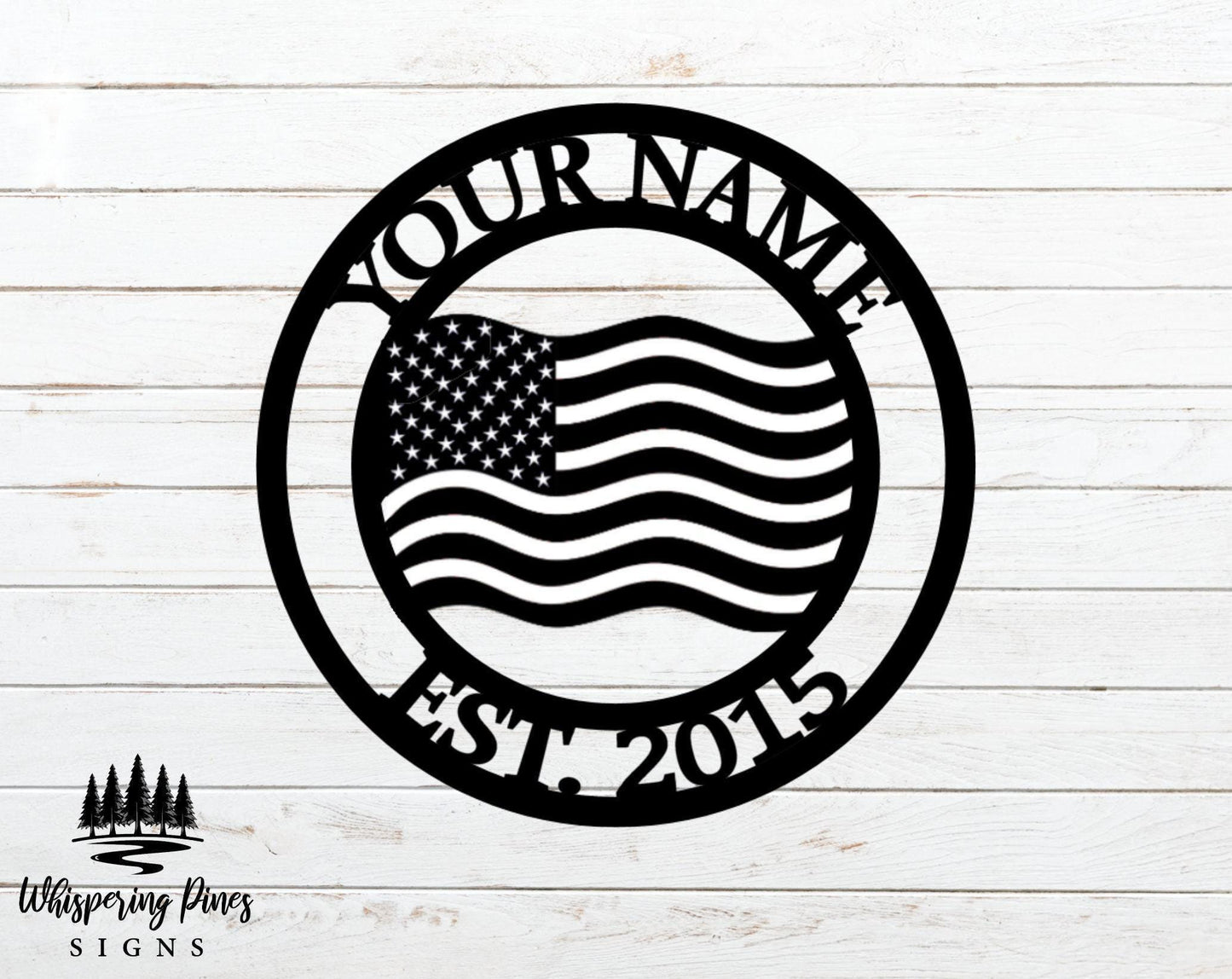 Patriotic USA FLAG Personalized Steel Sign - Metal Art - American Flag - SQ18-36