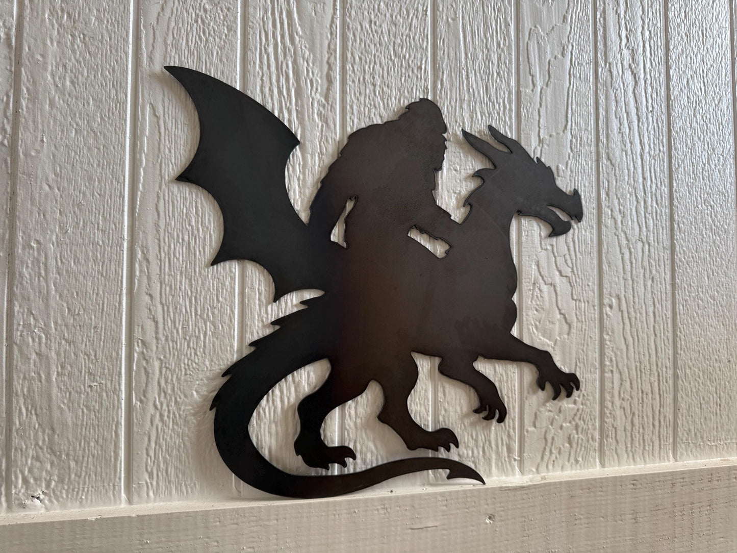 BIGFOOT Riding DRAGON - Funny Wall Art - Metal Art - SASQUATCH - Yeti - Gift Idea - Yard Art - Decorative Steel Sign
