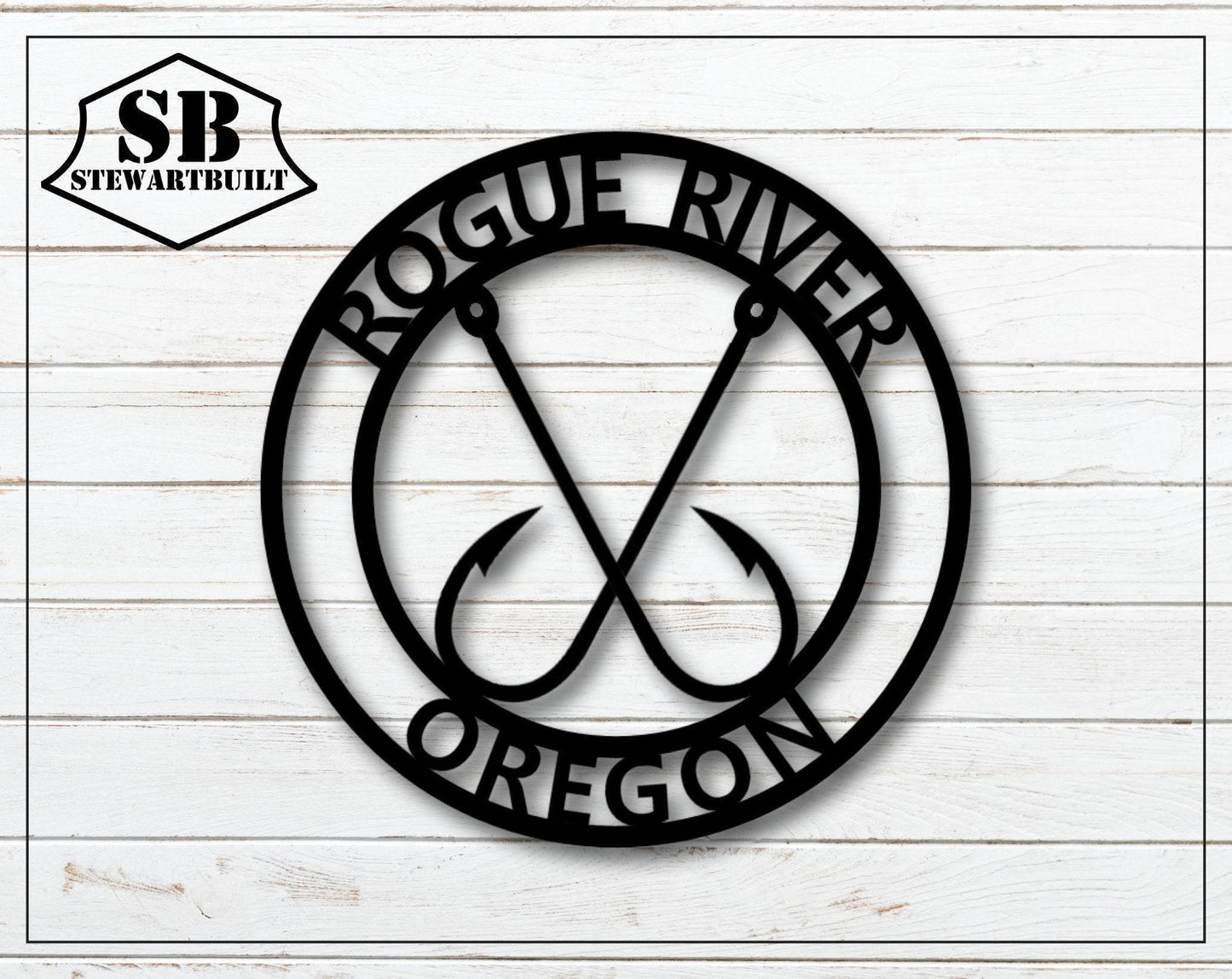 FISH HOOKS - Fishing Sign - Personalized Steel Sign - Metal Art - SQ18-36