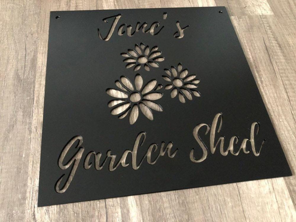 Garden Signs - Personalized Garden Shed Steel Sign - Metal Art - SQ12-36