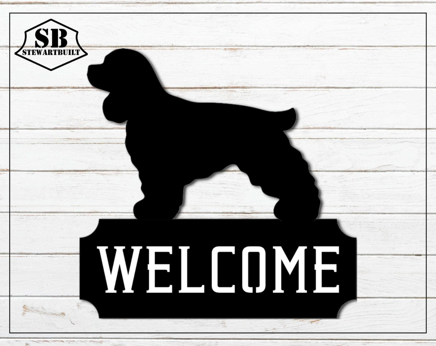 Cocker Spaniel - Welcome Sign - Personalized Steel Sign - Metal Art - SQ100