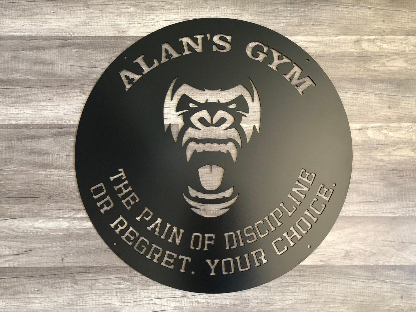 Gorilla Face - Gym Quote Sign - Home Gym - Gorilla Monkey Head - Personalized Steel Sign - Metal Art - SQ100