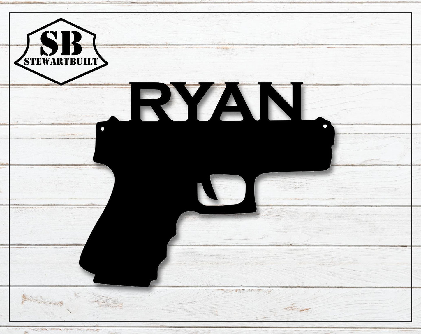PISTOL HANDGUN Steel Sign - Gun Lovers Decor - Metal Art - SQ100