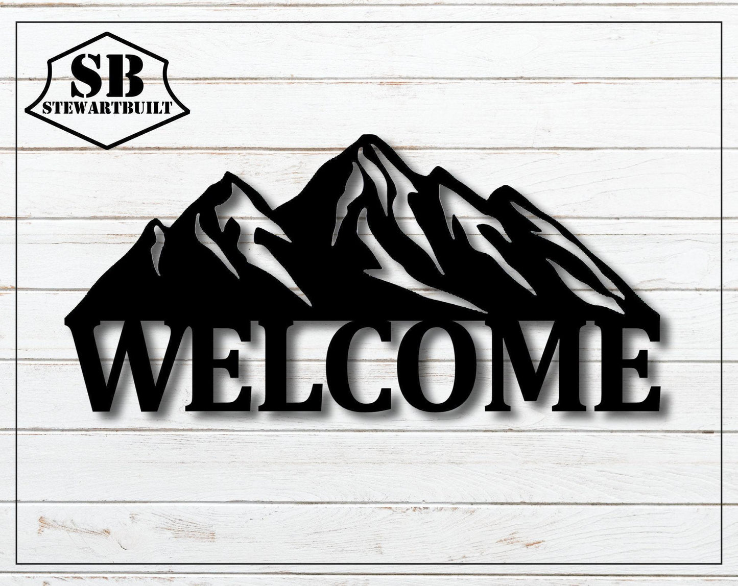 Mountain Scape WELCOME Sign - Decorative Steel Sign - Metal Art