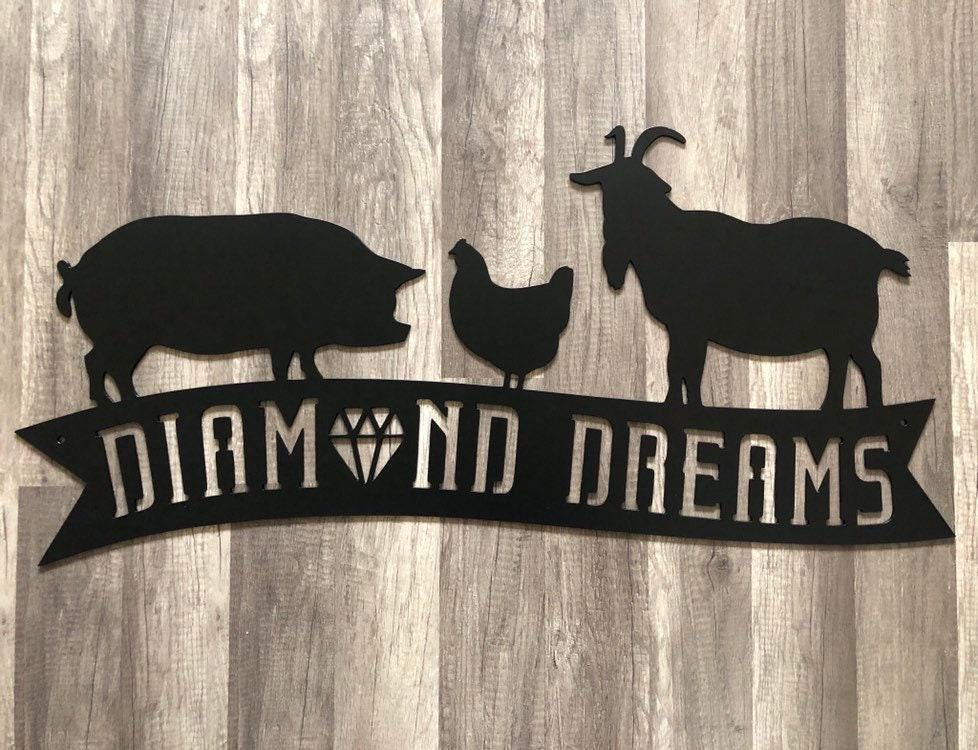 Farm Name Banner Sign - Goat Pig Chicken Barn - Personalized Steel Sign - Metal Art
