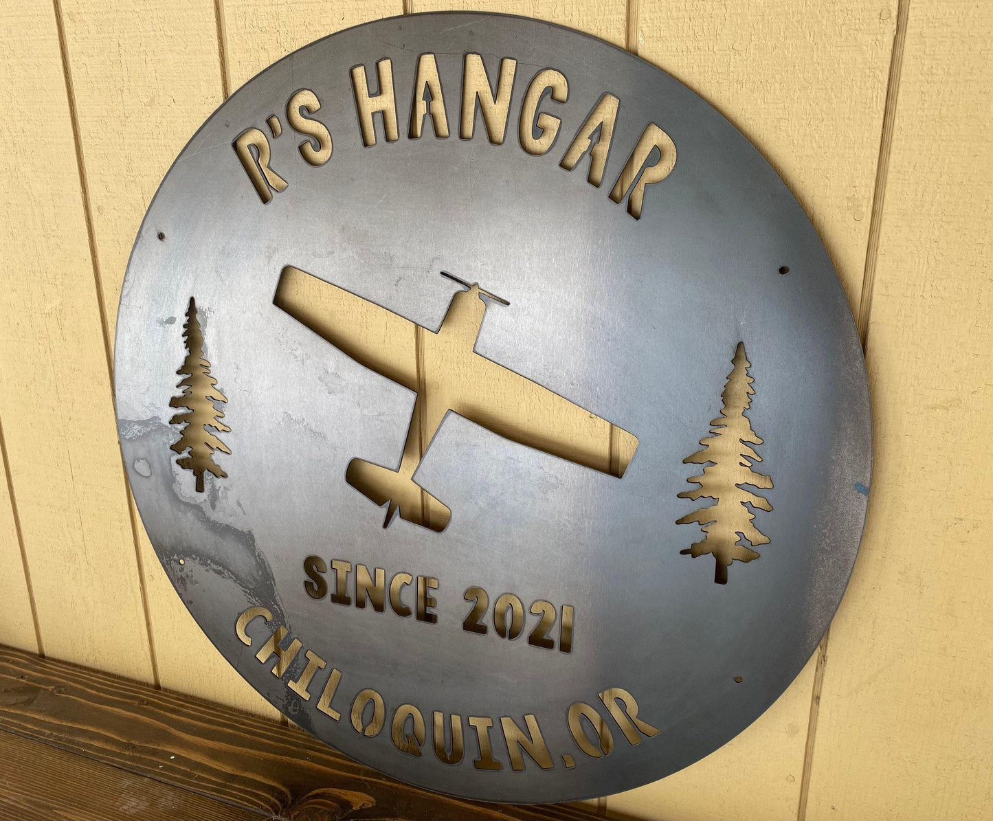 METAL HANGAR Sign - Airplane Hangar - Personalized Steel Sign - Wall Art - SQ18-36
