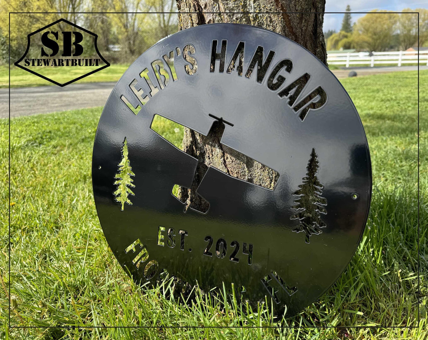 METAL HANGAR Sign - Airplane Hangar - Personalized Steel Sign - Wall Art - SQ18-36