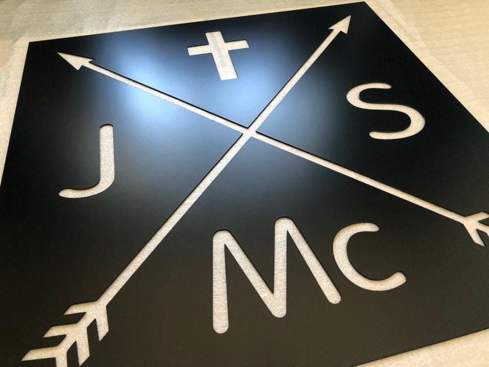 Crossed Arrow Sign - Initials - Cross - Farm - Barn - Personalized Steel Sign - Metal Art - SQ100