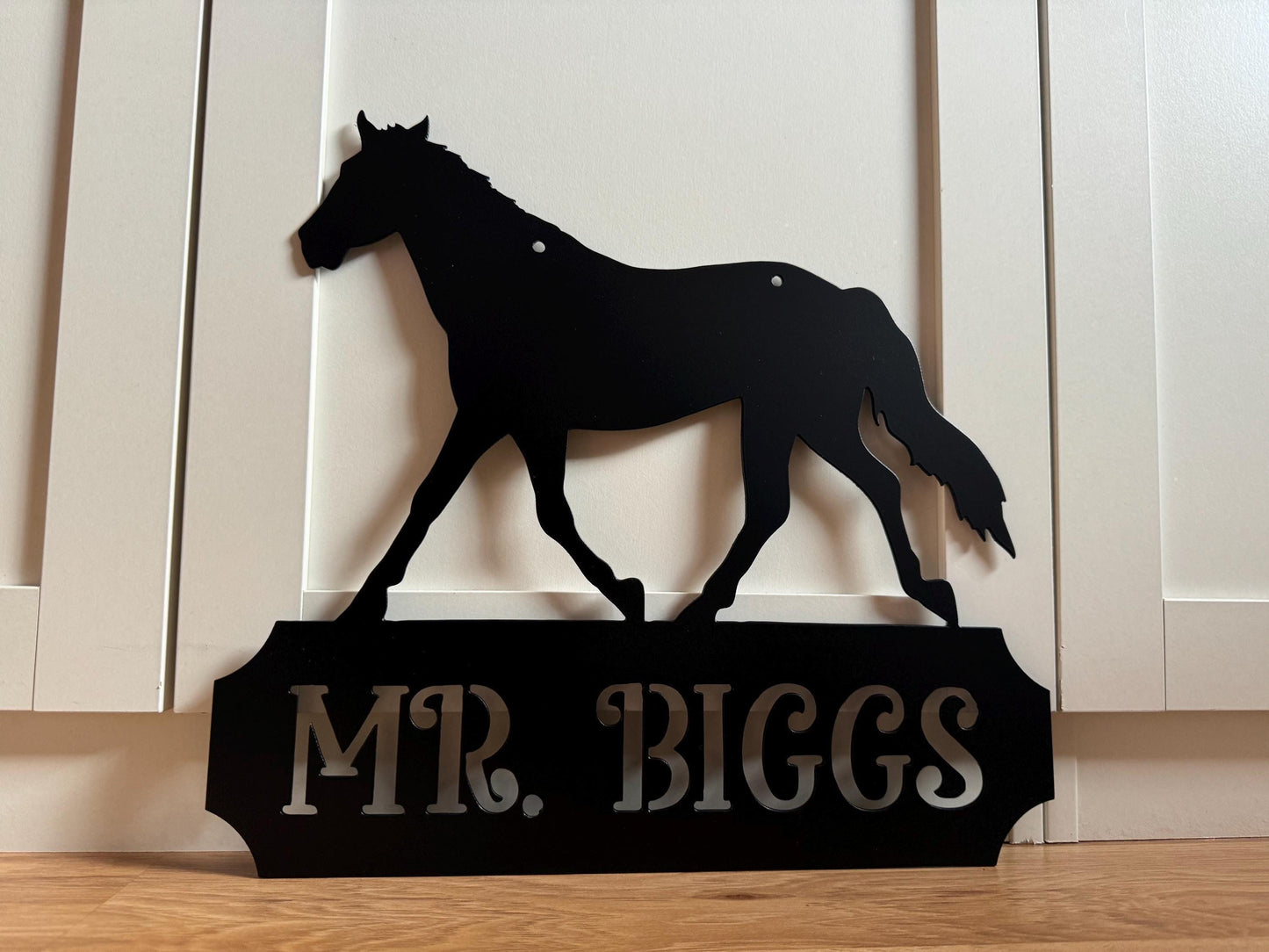Horse Stall Name Plaque - Horse Sign - Personalized Steel Sign - Metal Art - SQ12-36