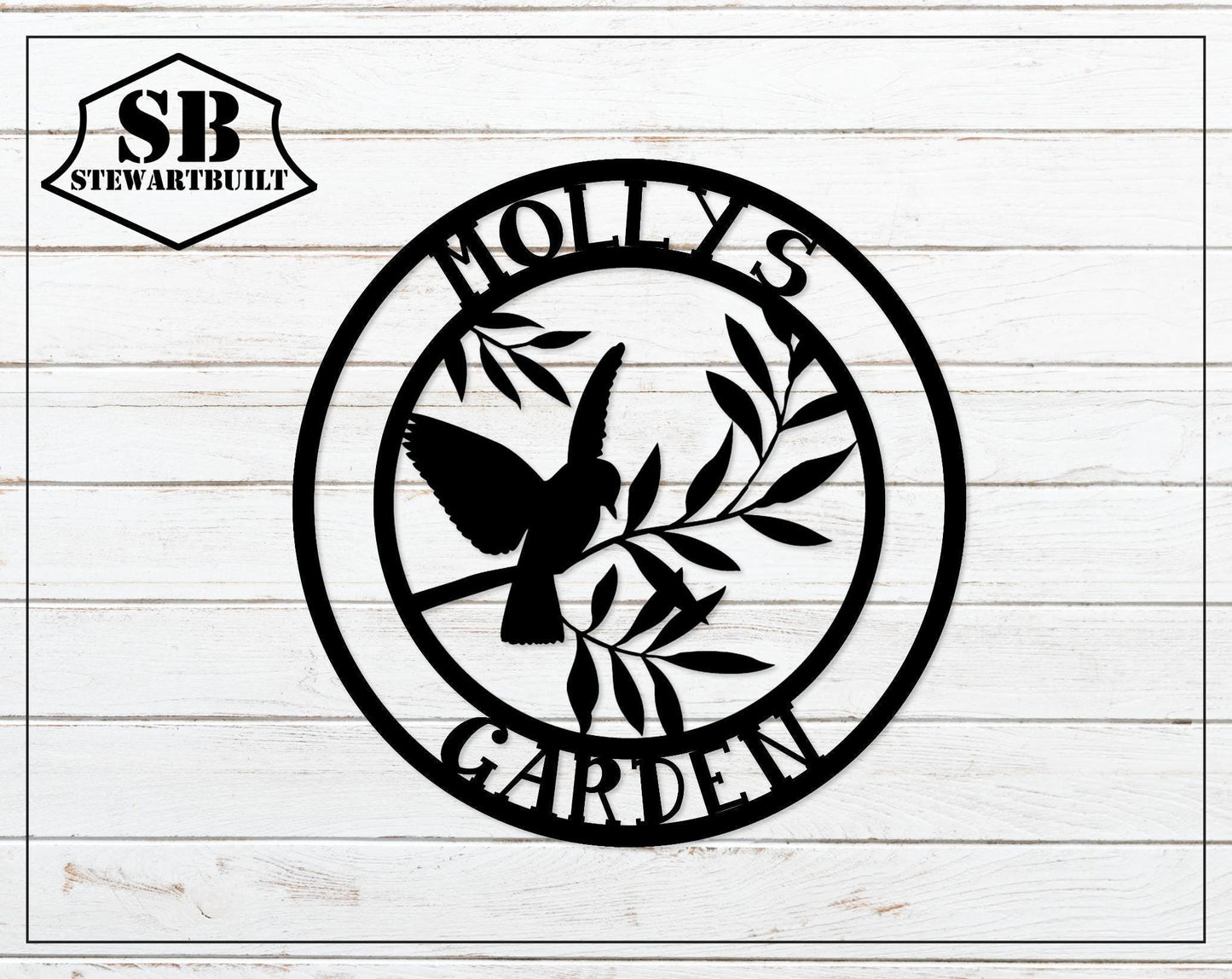 Garden Metal Sign - Bird Branch - Garden Steel Sign - Metal Art - SQ100