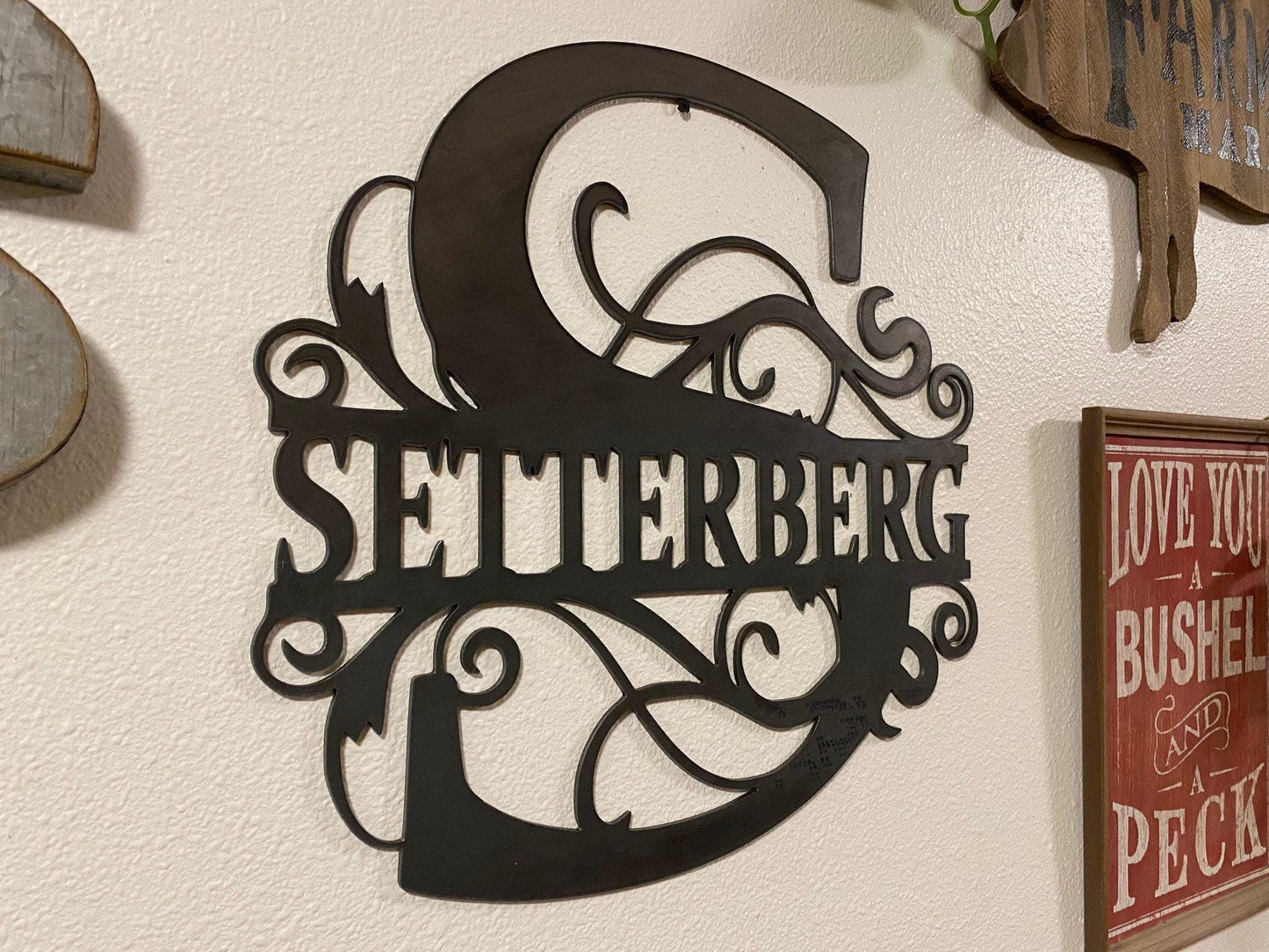 Last Name Split Monogram - Personalized Steel Sign - Metal Art - SQ100
