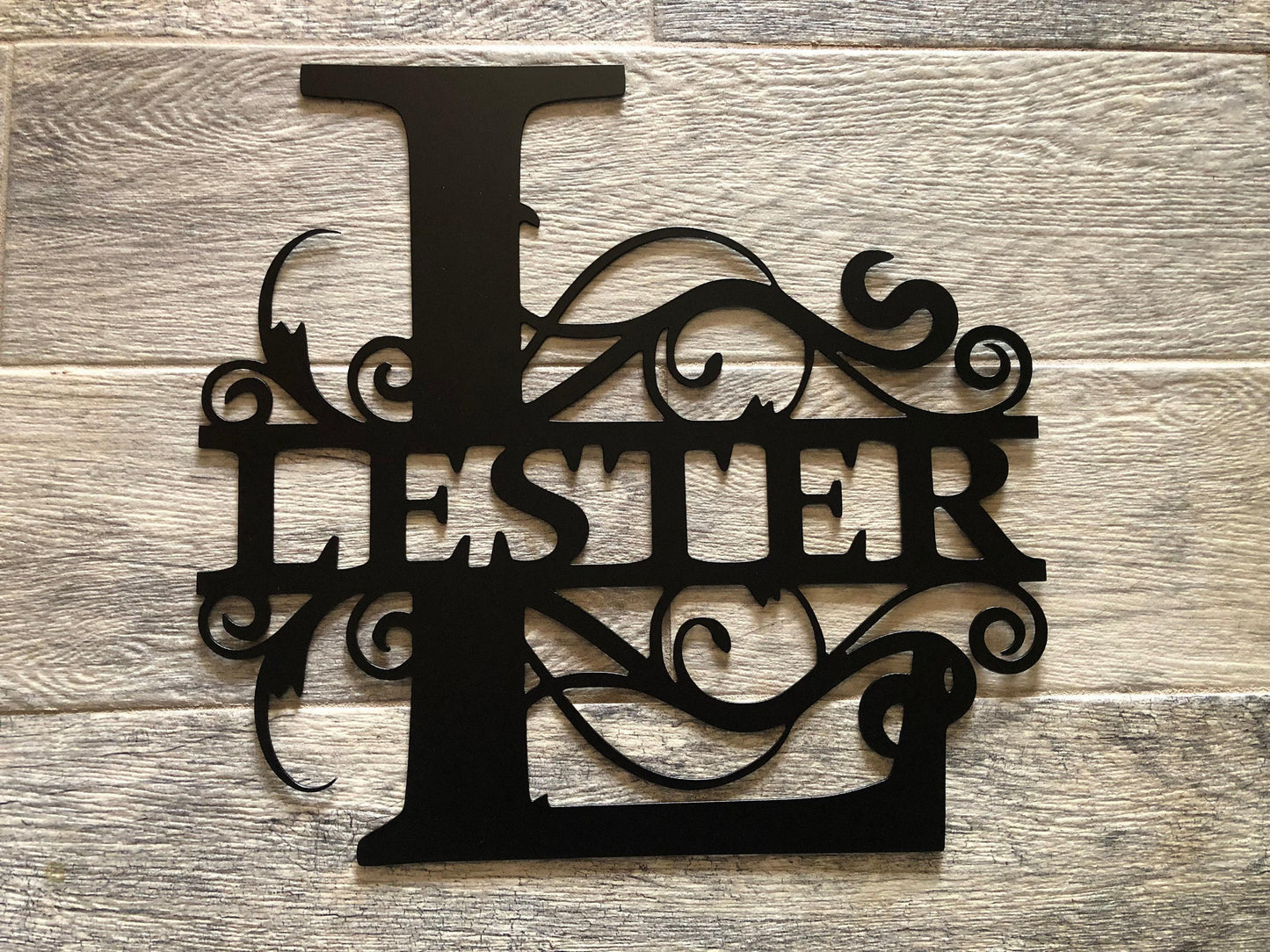 Last Name Split Monogram - Personalized Steel Sign - Metal Art - SQ100