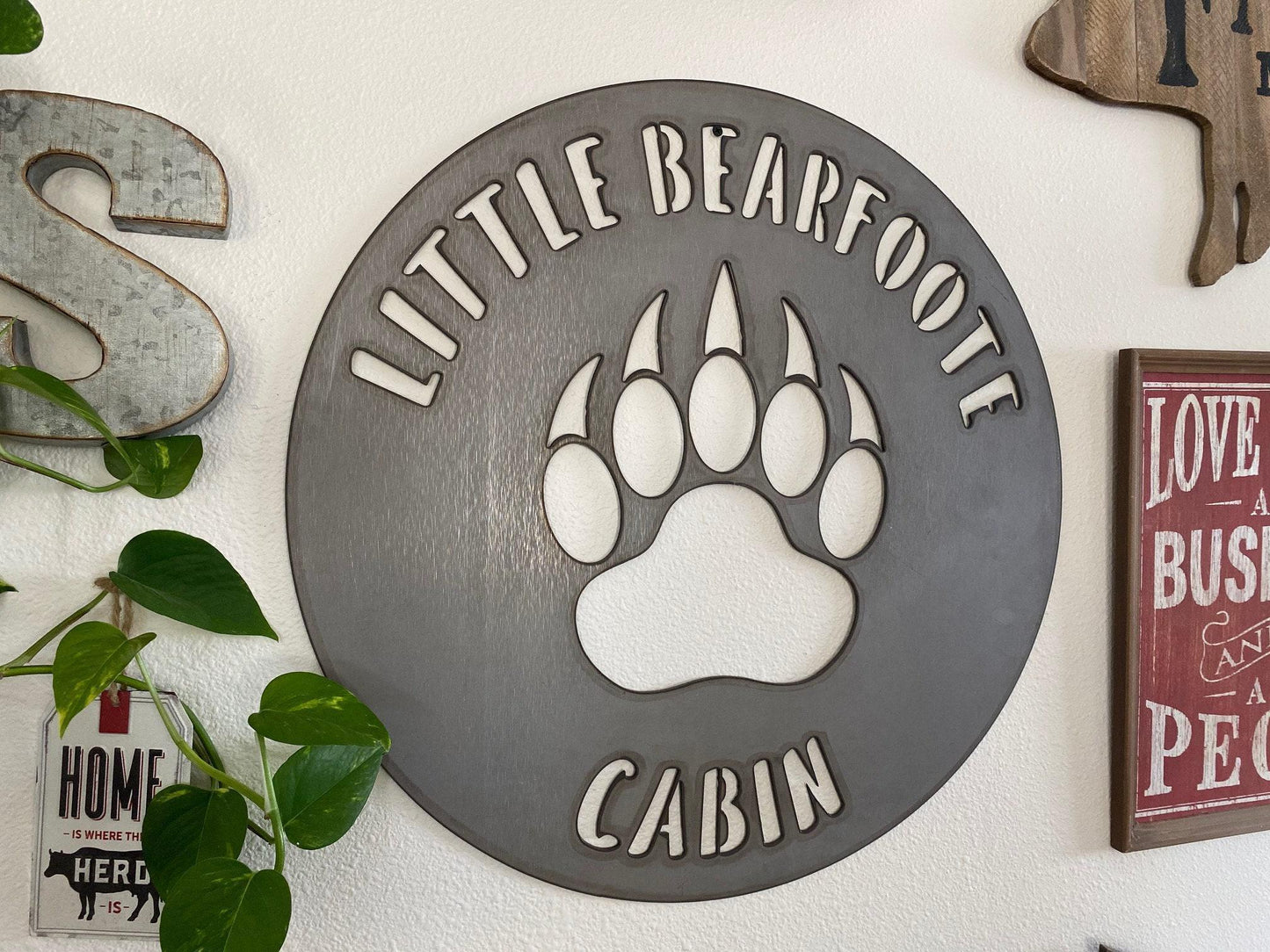 METAL BEAR Claw - Paw Sign - Personalized Steel Sign - Wall Art - SQ100