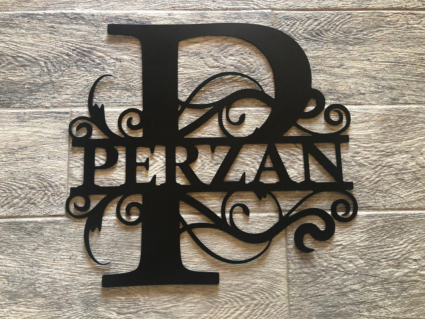 Last Name Split Monogram - Personalized Steel Sign - Metal Art - SQ100