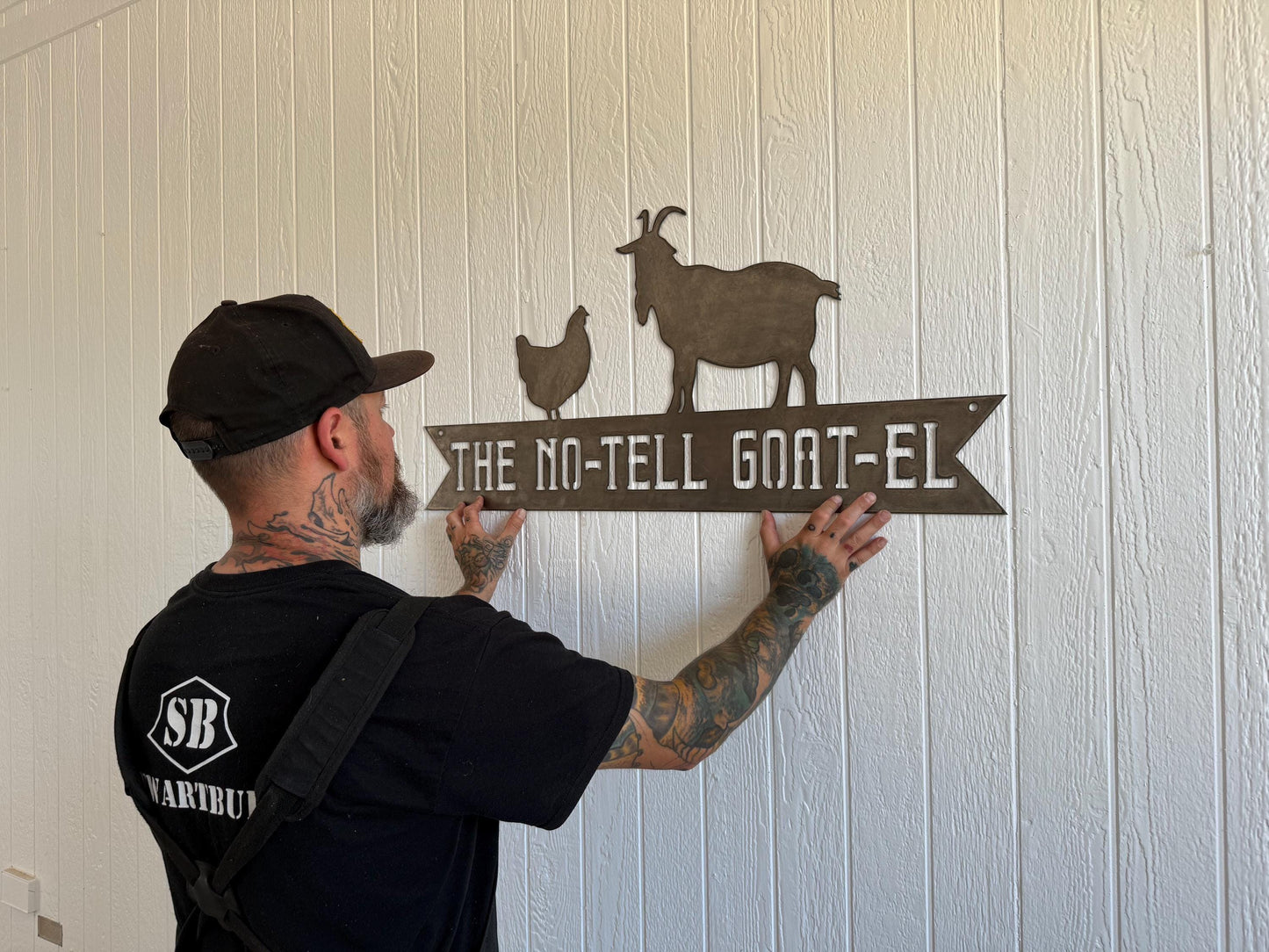Farm Name Banner Sign - Goat & Chicken Barn - Personalized Steel Sign - Metal Art