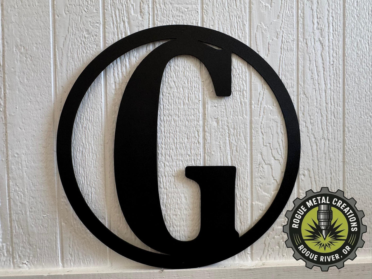 Last Name Letter in Circle - House Monogram - Gate Letter - Steel Sign - Metal Wall Art - SQ12-36