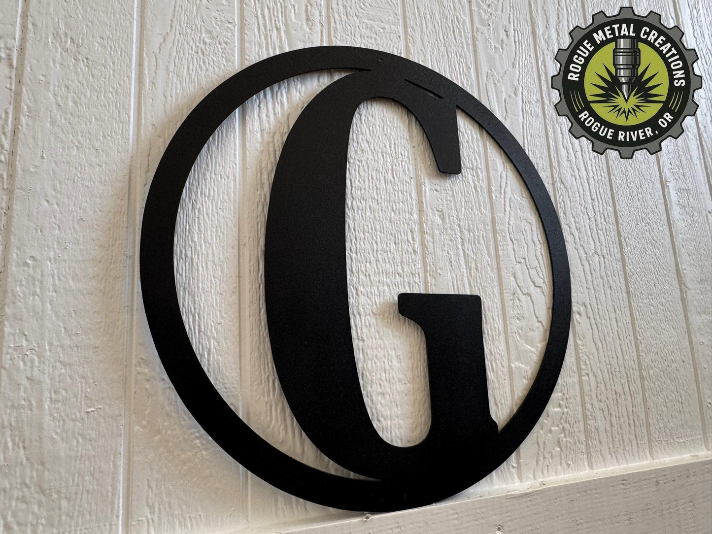 Last Name Letter in Circle - House Monogram - Gate Letter - Steel Sign - Metal Wall Art - SQ12-36