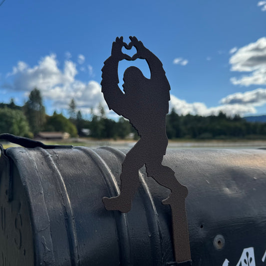 BIGFOOT / SASQUATCH Making HEART HANDS Mailbox Flag - Metal Art