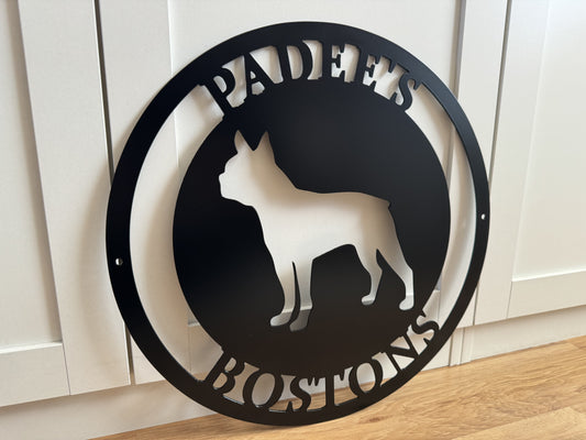 BOSTON TERRIER Dog Breed Sign - Personalized Steel Sign - Metal Art - SQ100