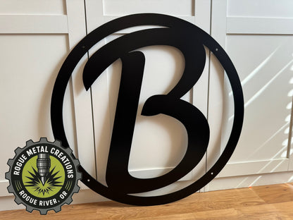LAST NAME LETTER in Circle - House Monogram - Gate Letter - Steel Sign - Wall Art - SQ12-36