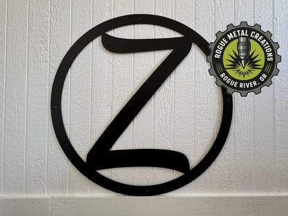 LAST NAME LETTER in Circle - House Monogram - Gate Letter - Steel Sign - Wall Art - SQ12-36