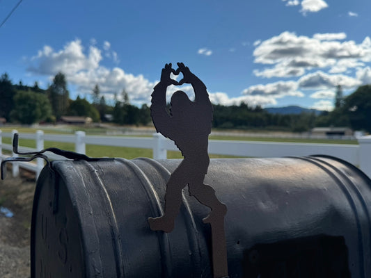 BIGFOOT / SASQUATCH Making HEART HANDS Mailbox Flag - Metal Art