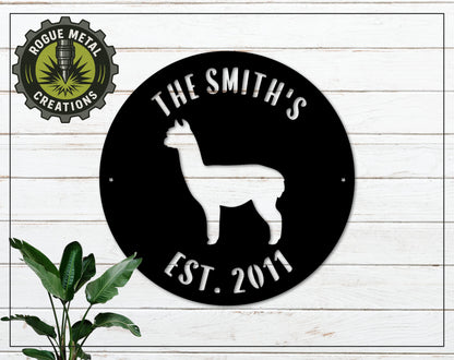 ALPACA Metal Sign - LLAMA Lovers Gift  - Personalized Steel Sign - Wall Art - SQ18-36