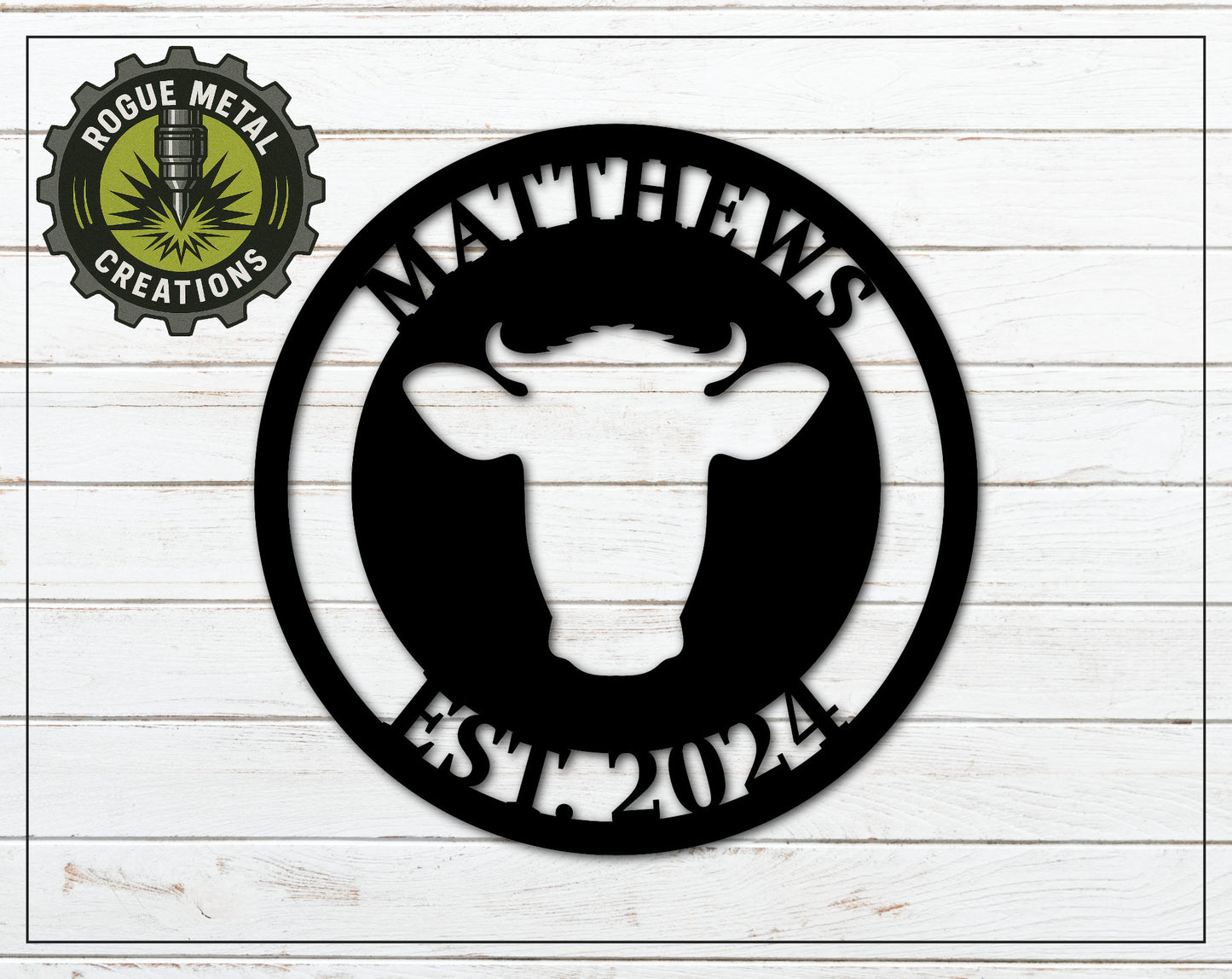 COW HEAD - BULL Metal Sign - Home, Business, Gym - Personalized Steel Sign - Metal Art - SQ18-36