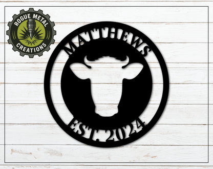 COW HEAD - BULL Metal Sign - Home, Business, Gym - Personalized Steel Sign - Metal Art - SQ18-36