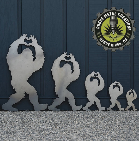 BIGFOOT / SASQUATCH making HEART HANDS - Metal Art - Steel Decor